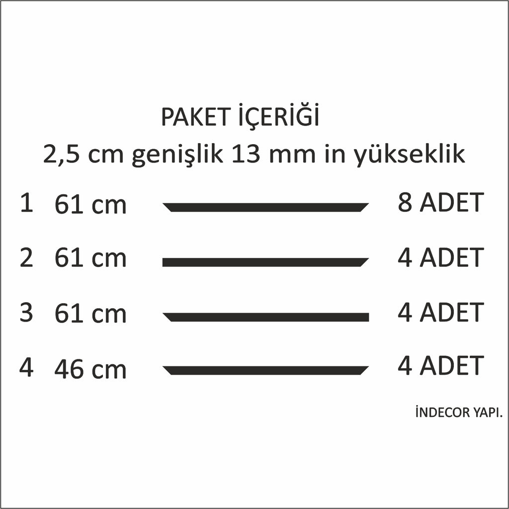 Dekoratif Duvar Çıtası Seti Hazır Kesim Boyanabilir