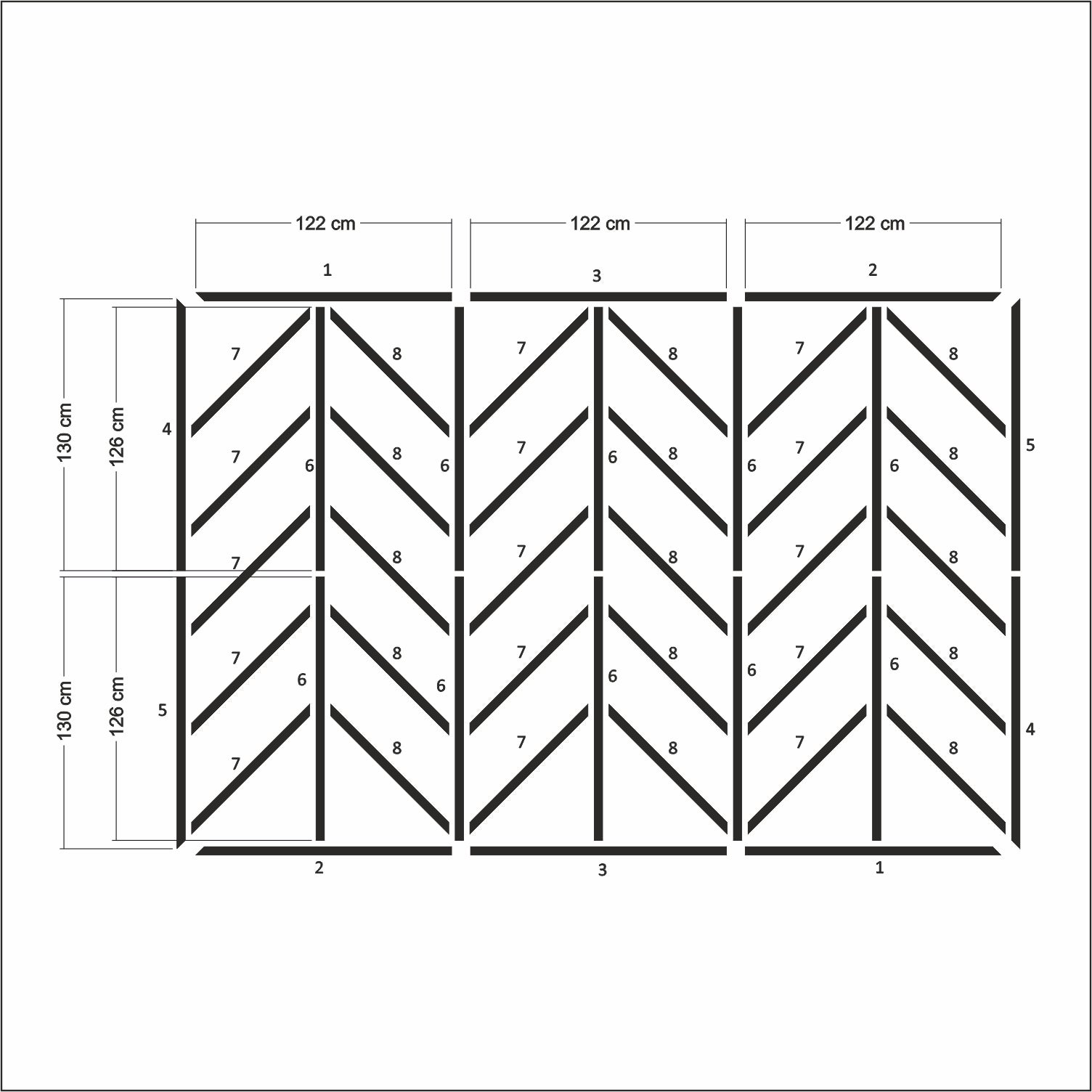 Geometrik Duvar Çıtası Hazır Kesim Kendin Yap Seti Boyanabilir