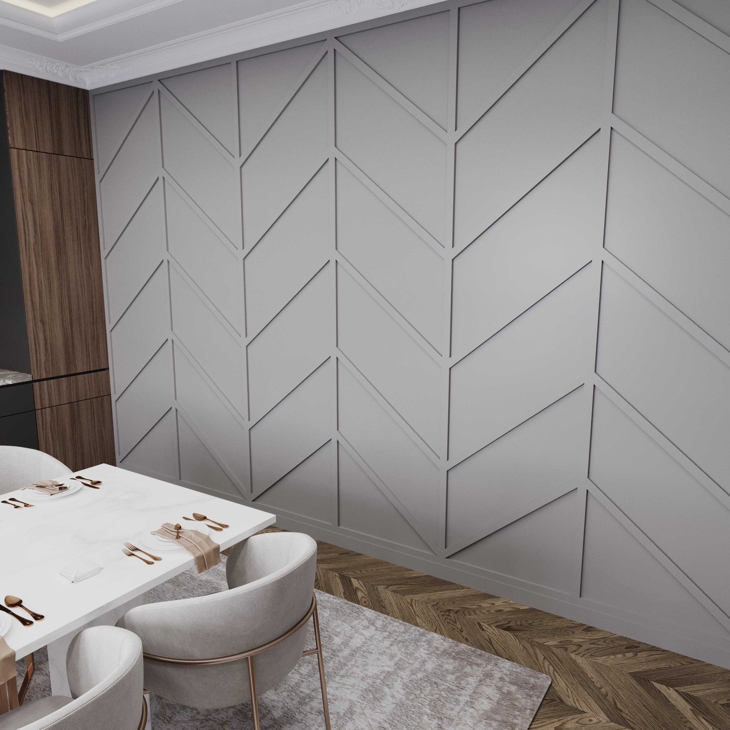 Geometrik Duvar Çıtası Hazır Kesim Kendin Yap Seti Boyanabilir